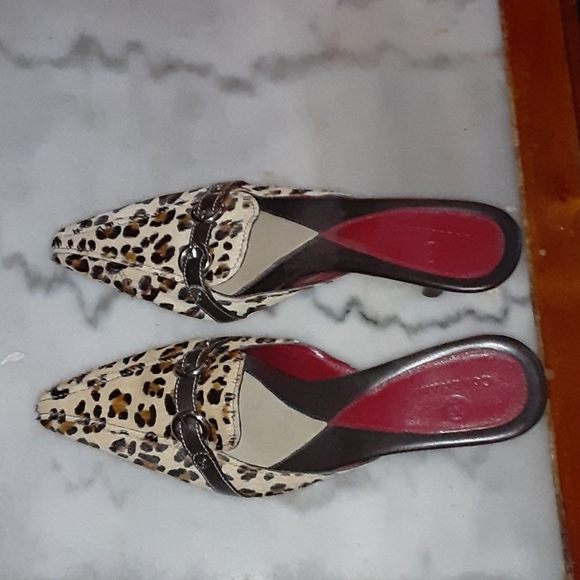 Cole Haan Leopard skin and leather mules size 7.5 - Picture 1 of 3